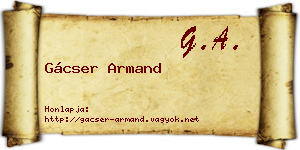 Gácser Armand névjegykártya